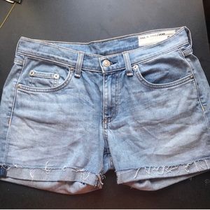 Rag and Bone Cuffed Fringed jean shorts